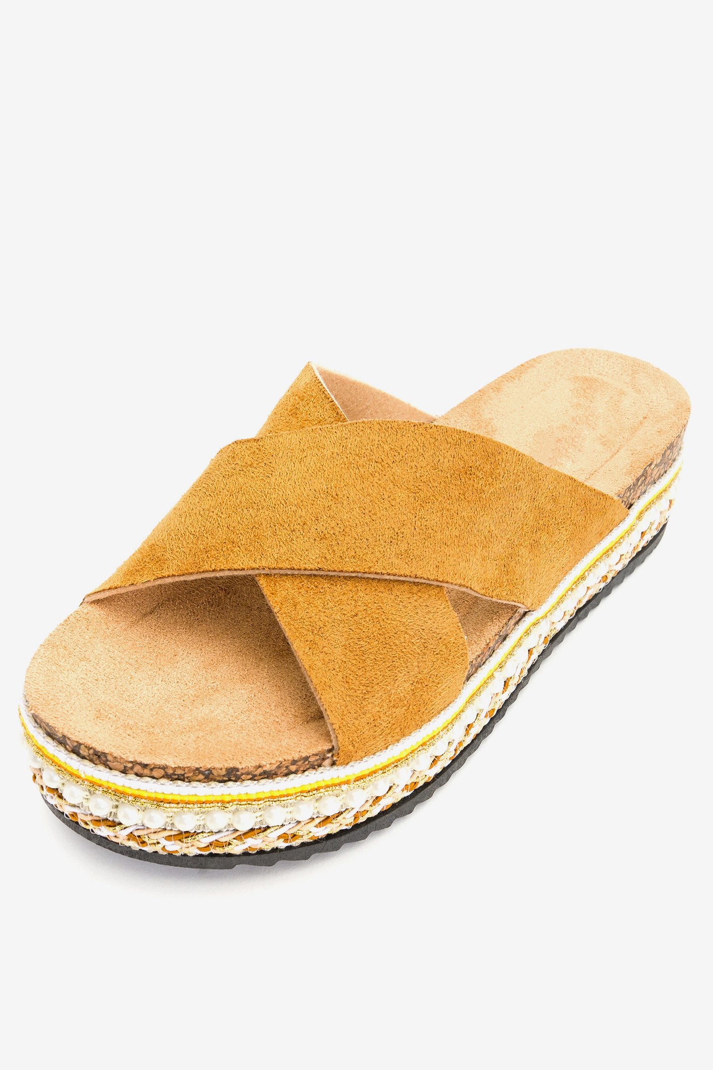 Sandalia Mujer Camel Ambar Chancleta Chancleta